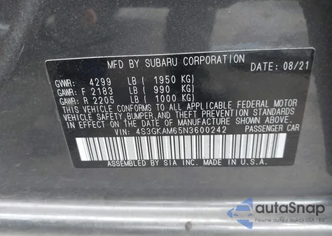 2022 Subaru Impreza Sport from USA, damaged, VIN 4S3GKAM65N3600242